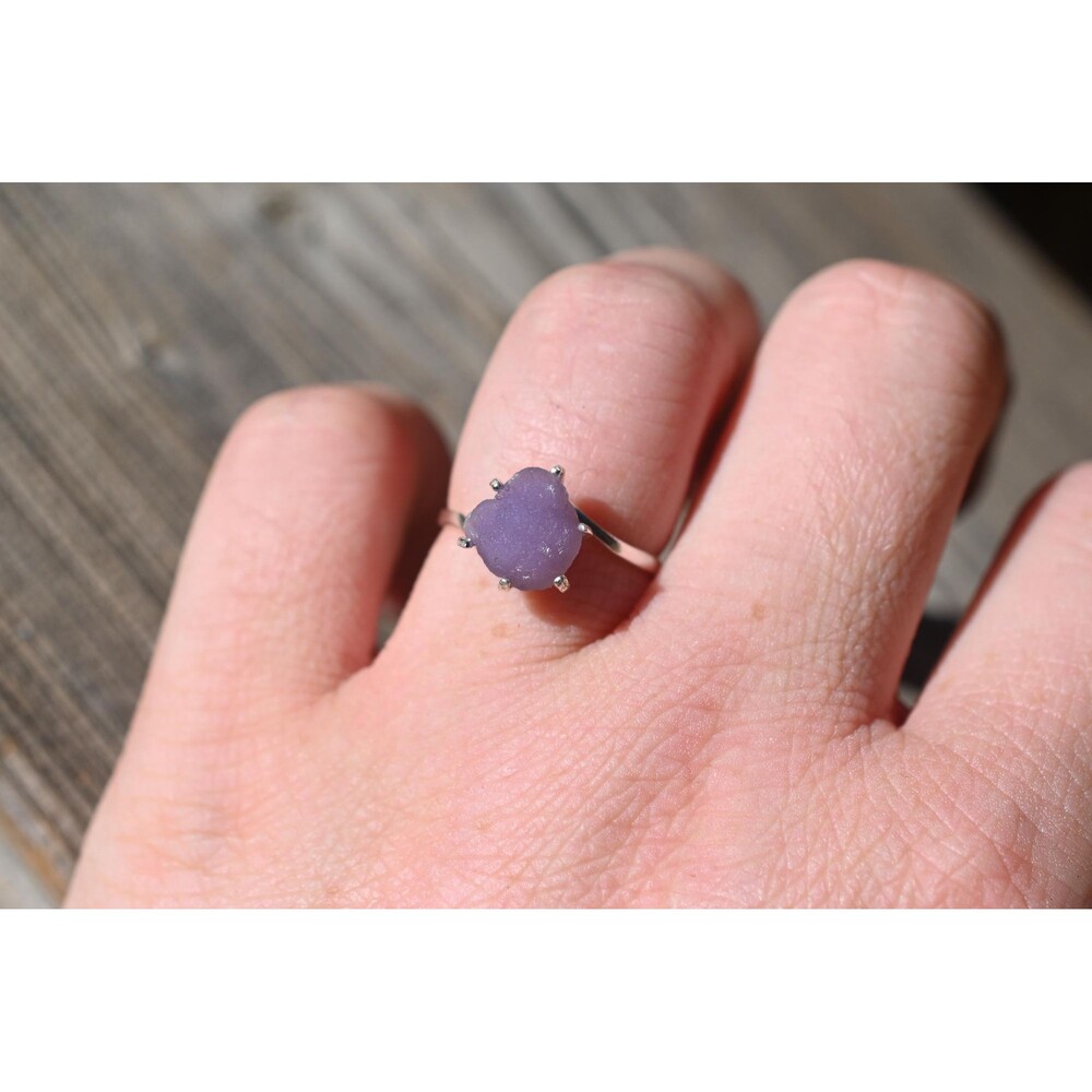 Grape Agate Engagement Ring, Vintage Inspired Raw Grape Agate Ring, Rough Natura